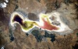 دریاچه ارومیه / تصاویر ماهواره‌ای از کاهش ۸۰ درصدی سطح آب