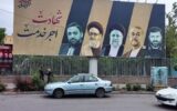 نصب تصاویر شهدای خدمت در دیوار نگاره‌های تبریز