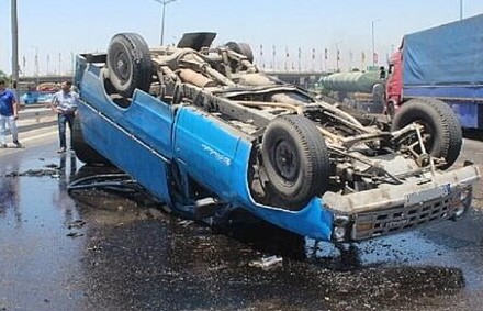 واژگونی نیسان با ۱۸ سرنشین در مراغه
