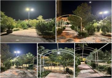 نصب تجهیزات روشنایی در پارک های سطح حوزه با اجرای طرح جدید نیرورسانی