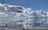 (تصاویر) دریاچه ارومیه با بارش برف جان گرفت